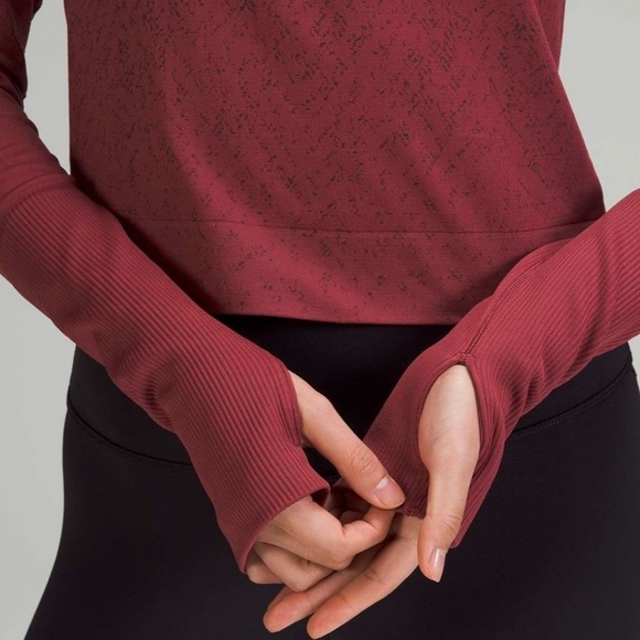 Lululemon Rest Less Cropped Half Zip Mulled Wine Herringbone Fade 2 - Picture 16 of 16